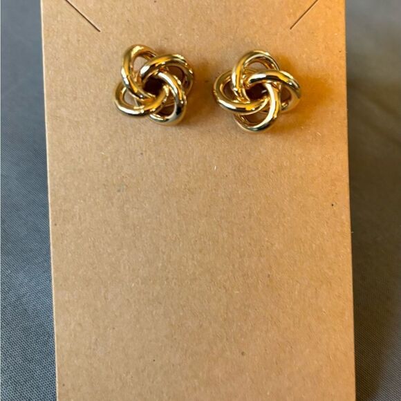 NEW Love Knots Gold Tone Post Earrings NWT - Picture 5 of 6